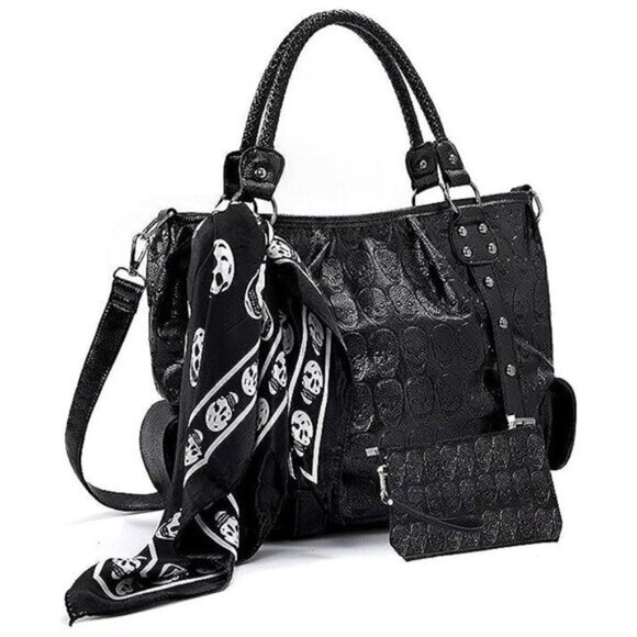 HOT Skull tote bag pu leather Black - Picture 1 of 6